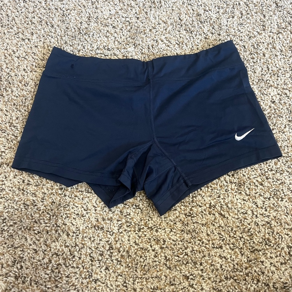 Nike Women's Navy Athletic Bike Shorts with White Swoosh